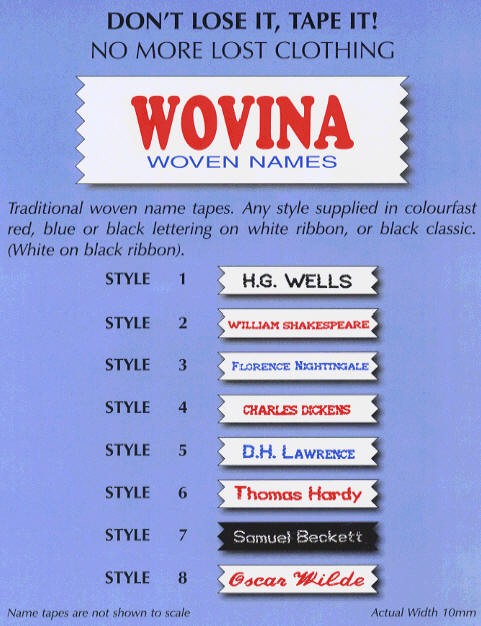Wovina Name Tapes Blue 6 Dozen style 8