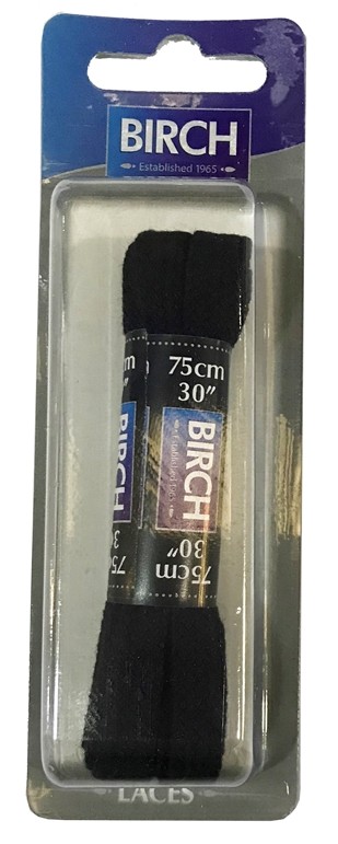 Birch Laces Flat BIR62075B Black 75cm